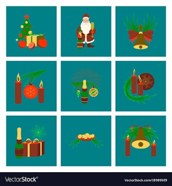 Assembly flat christmas tree bells toys vector image