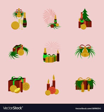 Assembly flat christmas tree bells toys vector image
