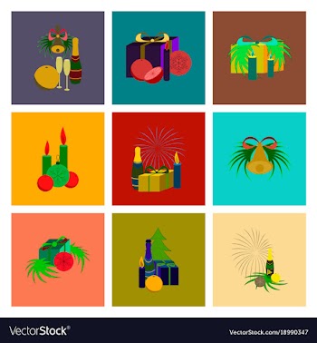 Assembly flat christmas tree bells toys vector image