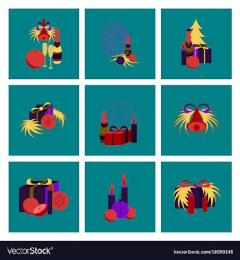 Assembly flat christmas tree bells toys vector image
