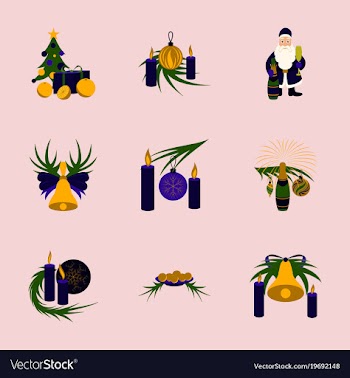 Assembly flat christmas tree bells toys vector image