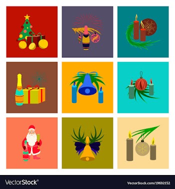 Assembly flat christmas tree bells toys vector image