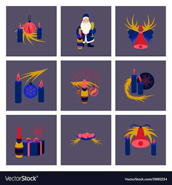Assembly flat christmas tree bells toys vector image
