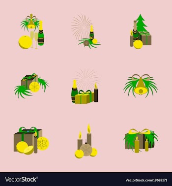 Assembly flat christmas tree bells toys vector image