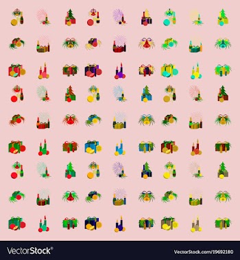 Assembly flat christmas tree bells toys vector image