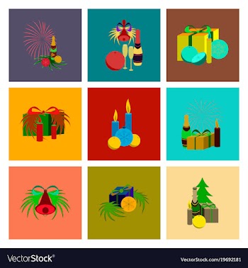 Assembly flat christmas tree bells toys vector image