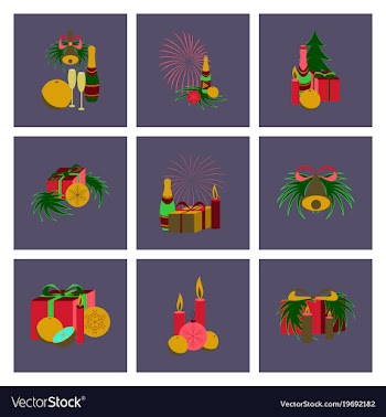 Assembly flat christmas tree bells toys vector image