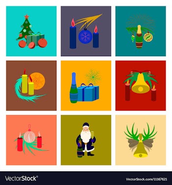 Assembly flat Christmas tree bells vector image