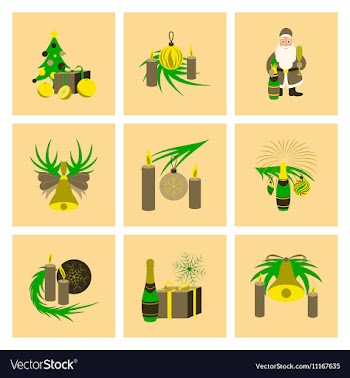 Assembly flat Christmas tree bells vector image