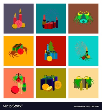 Assembly flat Christmas tree bells vector image