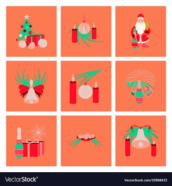 Assembly flat christmas tree bells vector image