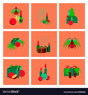 Assembly flat christmas tree bells vector image