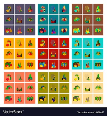 Assembly flat christmas tree bells vector image
