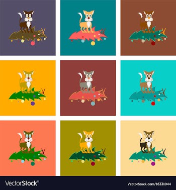 Assembly flat christmas tree cat vector image