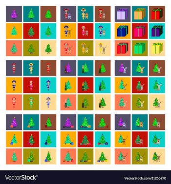 Assembly flat Christmas Tree deer vector image
