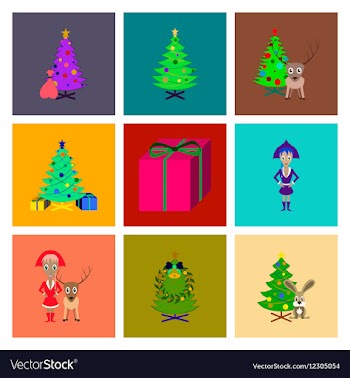Assembly flat Christmas Tree deer vector image