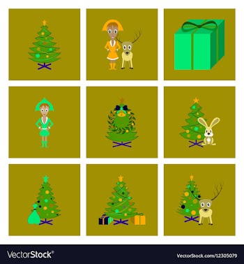 Assembly flat Christmas Tree deer vector image