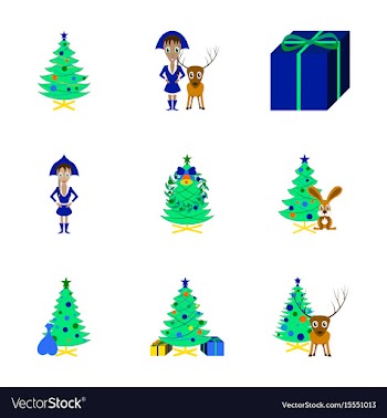 Assembly flat christmas tree deer vector image