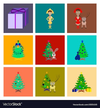 Assembly flat christmas tree deer vector image
