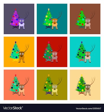 Assembly flat christmas tree deer vector image