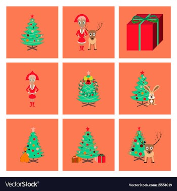 Assembly flat christmas tree deer vector image