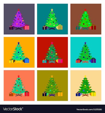 Assembly flat Christmas Tree gifts vector image