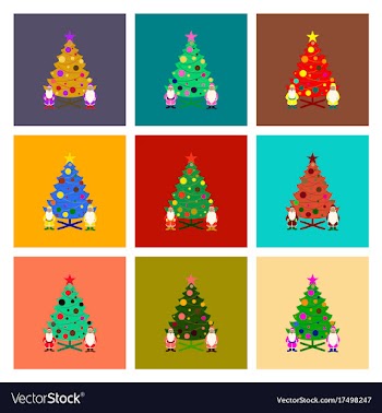 Assembly flat christmas tree santa claus vector image