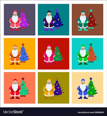 Assembly flat christmas tree santa claus vector image