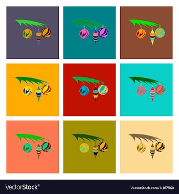 Assembly flat Christmas tree toys vector image