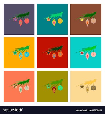Assembly flat christmas tree toys vector image