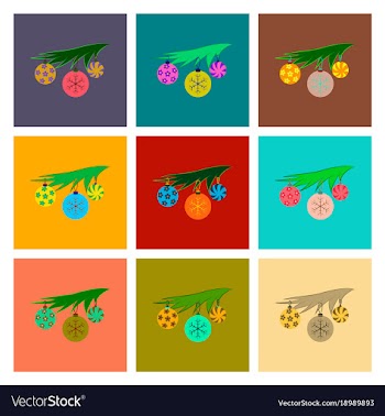 Assembly flat christmas tree toys vector image
