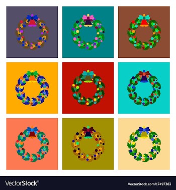 Assembly flat christmas wreath vector image