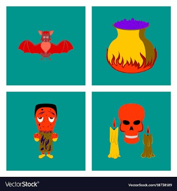 Assembly flat cute bat potion cauldron candle vector image
