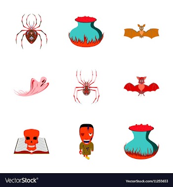 Assembly flat cute bat spider book vector image