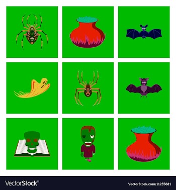 Assembly flat cute bat spider book vector image