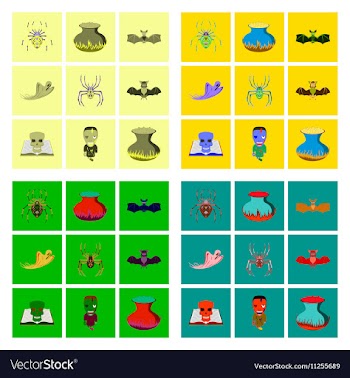 Assembly flat cute bat spider book vector image