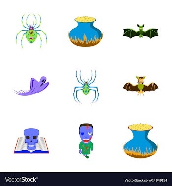 Assembly flat cute bat spider book vector image