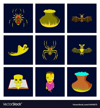 Assembly flat cute bat spider book vector image