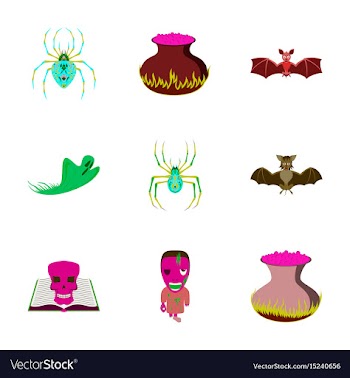 Assembly flat cute bat spider book vector image