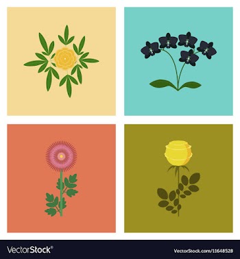Assembly flat flower paeonia vector image