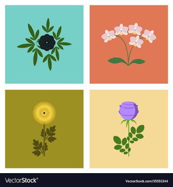 Assembly flat flower paeonia vector image