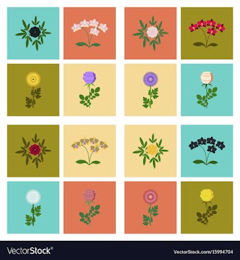 Assembly flat flower paeonia vector image