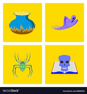 Assembly flat ghost potion cauldron book skull vector image