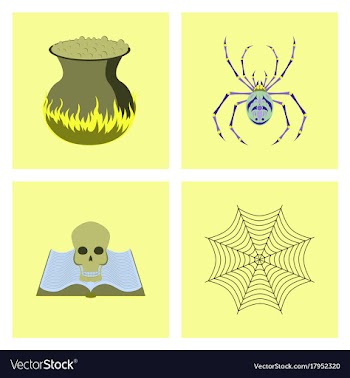 Assembly flat ghost spider book skull web vector image