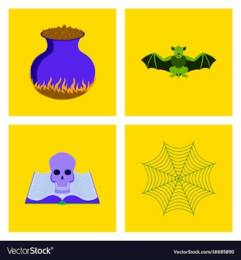 Assembly flat ghost spider book skull web vector image
