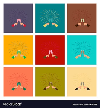 Assembly flat glasses champagne hands vector image