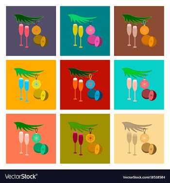 Assembly flat glasses champagne oranges vector image