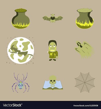 Assembly flat halloween cauldron bat vector image