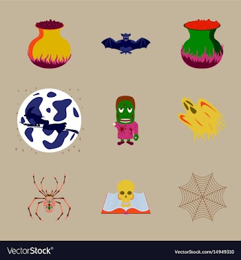 Assembly flat halloween cauldron bat vector image
