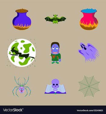 Assembly flat halloween cauldron bat vector image